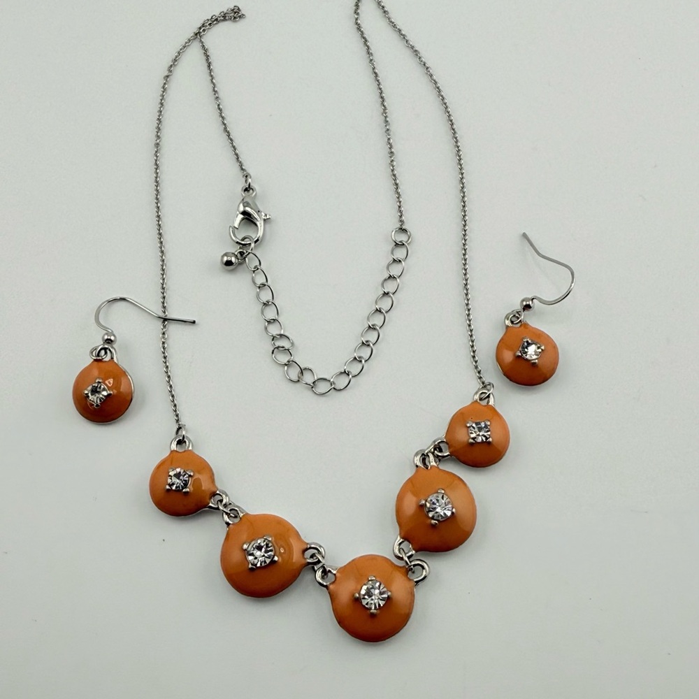 Vintage Kim Roger’s Orange Matching Necklace & Earring Set NEW - Picture 12 of 17